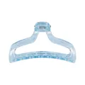 Macro view of light blue translucent shark hair claw with smooth wave design - Clear / Transparent Blue