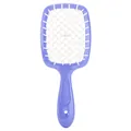Tragbare violette Haarbürste mit weißem Waben-Hohlraumdesign zur Kopfhautmassage - Violettblauer Griff - Weiße Borsten