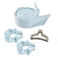 Set bigodini senza calore azzurro con elastici in velluto e molletta per capelli - Set Fascia Elastici E Molletta (Blu)