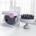 Manual scalp massager with diamond cut base for wet and dry hair care cleaning - Gray
