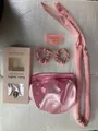 Set bigodini senza calore rosa con asta di velluto e cuffia di seta per capelli - Set In Scatola Con Cuffia (Rosa)
