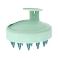 Brosse de massage cuir chevelu vert menthe et bleu foncé avec poils en silicone - Poignée Droite Dual Green (liquidation)