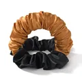 Ensemble de chouchous géants en satin de couleurs or bronze et noir classique - Brun Foncé