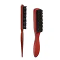 Set de cepillos de madera de jabalí con mango de punta para peinado y cuidado del cabello - Juego de Cepillos de Madera