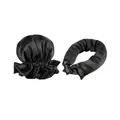 Set bigoudi sans chaleur en satin noir avec chouchou assorti pour cheveux ondulés - Bonnet Noir Et Ruban A Boucler