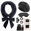 Set bigodini senza calore nero 8 pezzi con cuffia in raso e accessori vari - Set Completo Cura Del Sonno (Nero)