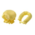 Kit de bouclage sans chaleur avec bonnet en satin jaune vif en tissu soyeux - Bonnet Jaune Et Ruban A Boucler