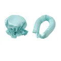 Set bigodino senza calore e cuffia da notte in raso celeste con trama setosa - Cuffia Verde E Nastro Arricciacapelli