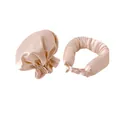 Set bigodini senza calore con cuffia da notte in raso champagne e rullo per capelli - Beige Bonnet And Curling Ribbon