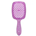 Spazzola per capelli viola trasparente con glitter e design a nido d'ape - Confezione in busta / Viola