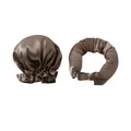Set bigodino senza calore marrone scuro e cuffia da notte in seta satinata - Cuffia Grigio Argento E Nastro Arricciacapelli