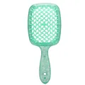 Spazzola per capelli glitter verde menta con design a nido d'ape per districare e styling - Confezione in busta / Verde