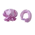 Set per ricci senza calore in raso lilla con cuffia da notte a volant coordinata - Cuffia Viola E Nastro Arricciacapelli