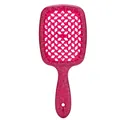 Spazzola per capelli rosa glitterata con design a rete a nido d'ape traspirante - Confezione in busta / Rosso