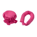 Set bigodini senza calore in raso rosa con cuffia da notte e accessorio coordinato - Cuffia Rosa Rosso E Nastro Arricciacapelli