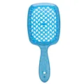 Blue glitter hollow vent hair brush with honeycomb design for fast hair drying - Bag Packaging / Blue