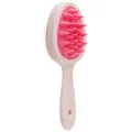 Ergonomic long handle scalp massager and shampoo brush with dual-action silicone bristles - Pink