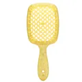 Spazzola gialla trasparente con brillantini e design a nido d'ape per capelli - Confezione in busta / Giallo