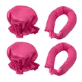 Set bigodini senza calore in raso rosa con cuffia da notte per capelli mossi - Cuffie Rosa Rosso E Nastri Arricciacapelli