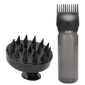 Brosse de massage cuir chevelu noire et flacon de teinture gris avec graduations - Ensemble Zirconium Noir