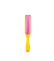 Brosse à cheveux jaune avec coussinet rose et neuf rangées de picots coiffants - L / Jaune et Rose