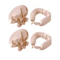 Set bigodini senza calore in raso color oro champagne e cuffia da notte per lo styling - Cuffie Beige E Nastri Arricciacapelli