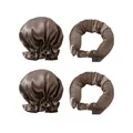 Set arricciacapelli senza calore e cuffia da notte in raso marrone scuro - Cuffie Grigio Argento E Nastri Arricciacapelli