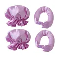 Set cuffia da notte in raso lavanda e protezioni per bigodini con bottoni a pressione - Cuffie Viola E Nastri Arricciacapelli