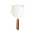 Miroir à main lapin crème avec manche marron texturé et jolies oreilles d'animaux - Lapin / Café