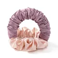 Detail von Premium-Satin-Lockenwicklern in Lila und Champagner mit glatter Textur - Satin Elfenbein
