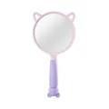 Cute purple handheld makeup mirror with cat ear frame and cartoon bear handle design - Mouse / Purple