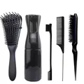 Kit de coiffure 5 pièces avec vaporisateur, brosse démêlante et peignes de précision - Noir Collection Coiffure Basique