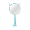 Light blue handheld makeup mirror with cute cartoon bear ears and bear handle decor - Mouse / Blue