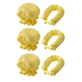 Set di 3 bigodini in raso giallo brillante senza calore con cuffie da notte coordinate - Cuffie Gialle E Nastri Arricciacapelli Triplo