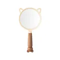 DIY cream glue handheld makeup mirror with cute rabbit ears and bear handle in beige - Mouse / Coffee