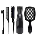 Détails du kit de coiffure professionnel 5 pièces noir avec peignes et flacon pulvérisateur - Noir Collection Coiffure Filet