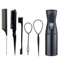 Kit de 6 outils de coiffure professionnels noirs avec vaporisateur et peignes divers - Noir Collection Auxiliaire Coiffure