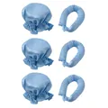 Set bigodino senza calore e cuffia da notte in raso blu chiaro setoso - Cuffie Blu E Nastri Arricciacapelli Triplo