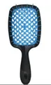 Brosse à cheveux ventilée à cadre noir et base bleue alvéolée pour démêler les cheveux - Sac OPP / Bleu-Poignée Noire