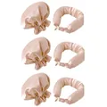 Set bigodini senza calore e cuffia da notte in raso champagne per styling dei capelli - Cuffie Beige E Nastri Arricciacapelli Triplo