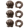 Set bigodini senza calore e cuffia da notte in raso marrone con finitura setosa - Cuffie Grigio Argento E Nastri Arricciacapelli Triplo