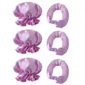 Set bigodini senza calore in raso viola chiaro con tre cuffie da notte e arricciacapelli - Cuffie Viola E Nastri Arricciacapelli Triplo