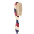 Barber shop stripe handle beard brush with dense soft nylon bristles for styling - Red White Blue Stripes - White Brush