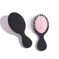 Tragbare Mini-Haarbürste mit mattem schwarzem Griff und einem rosa Massagekissen - Matt Schwarzrosa
