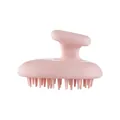 Soft light pink silicone scalp massager brush with ergonomic handle for hair washing - Macaron Pink