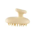 Ergonomic silicone scalp massager brush in soft beige for hair washing and cleaning - Macaron Yellow