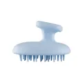 Ergonomic silicone scalp massager brush in light blue for hair washing and cleaning - Macaron Blue