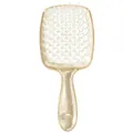 Honigwaben-Haarbürste in Champagner-Gold mit Glitzer-Finish und weißen Entwirrungsborsten - Weiß-Goldglitzer