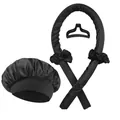 Detailset aus schwarzem Satin-Lockenwickler ohne Hitze, Schlafhaube, Haargummis und Clip - Lockenwickler Set / Schwarz