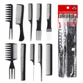 Set professionale da 10 pezzi di pettini per capelli neri con punte in metallo - Set da 10 Pezzi Nero (Borsa PVC)